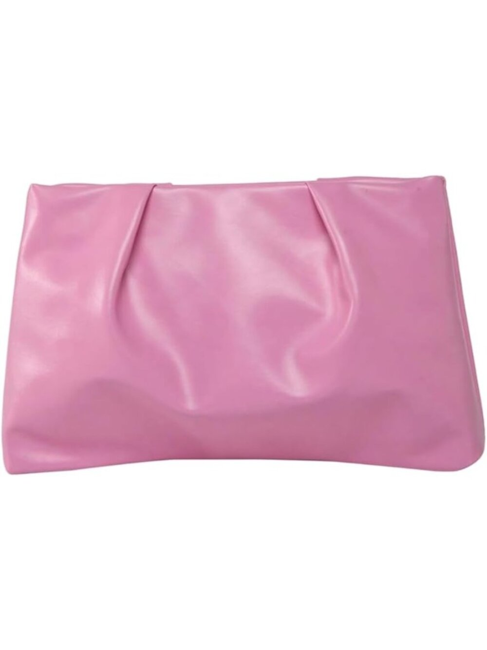 👜Women's Pink PU Leather Clutch Purses Small Zipper Elegant Ruched Handbag
